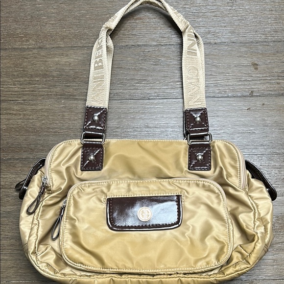 Giani Bernini Handbags - Giani Bernini Nylon Satchel Handag Purse Beige and Brown